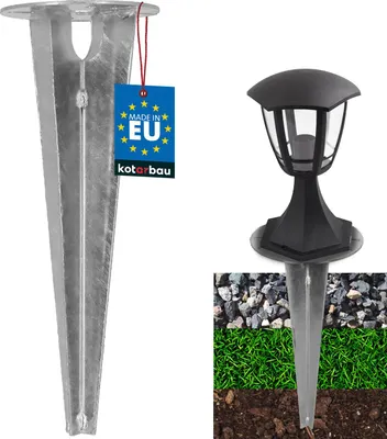 Image de KOTARBAU® Piquet de terre Douille à enfoncer pour éclairage de jardin ⌀ 115 mm acier galvanisé Piquet de terre Ancre de terre Support de sol à enfoncer pour lampes de jardin Douille de sol à enfoncer Ancre de sol