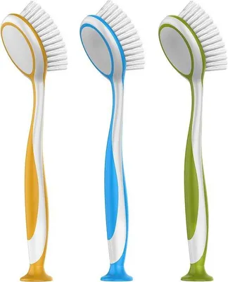 Immagine prodotto di Spazzola in plastica con ventosa - Set di 3 spazzole per lavastoviglie - Dimensioni: Diametro 55 x 25 cm Spazzola per piatti