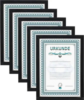 Produktbild von 2er 3er 5er 10er Pack Dokument Bilderrahmen 21x29,7 DIN A4 Urkunde Foto Rahmen - Farbe: 5er Pack Schwarz
