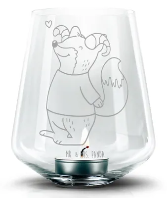 Produktbild von Mr. & Mrs. Panda Laterne Widder Astologie - Transparent - Geschenk, Teelichthalter, Tierkreiszeichen, Windlicht Glas, Astrologie, Sternzeichen, Geburtstagsgeschenk