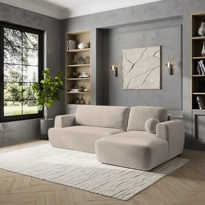 Produktbild von Masseno Ecksofa SENTI K R-S mit Schlaffunktion L-Form, Sofa mit Bettkasten, Wohnzimmersofa, Couch, Soffa, Bettsofa, Couchgarnitur- Beige, PAROS 02