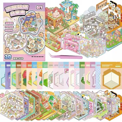 Produktbild von DIY Stickerbuch mit 20 Szenen, Kreativ-Set, Antistress