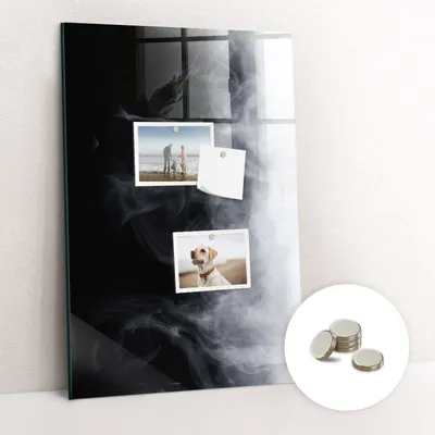 Obrázok produktu pre Magnetická tabuľa na stenu - Memo Tabuľa Sklenená - vrátane 5 magnetov - 40x60 cm - Dym