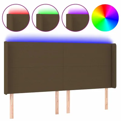 Obrázok produktu pre vidaXL LED čelo postele tmavohnedé 203x16x118/128 cm Látka