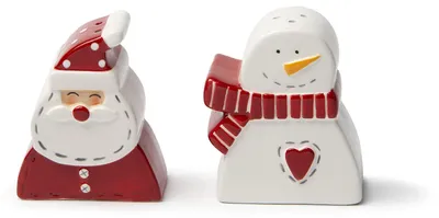 Salz- und Pfefferstreuer-Set, Keramik, Weihnachtsmann & Schneemann