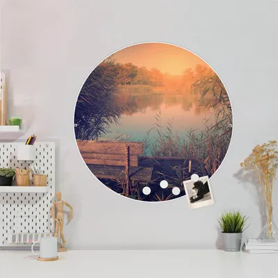 Produktbild von Design Stahlmagnettafel Weiß Rund 47cm Bank Am See
