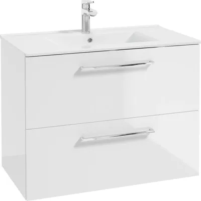 Immagine prodotto di Mobile bagno con lavabo bianco lucido 80 x 50 x 47 cm Cassetti sospesi