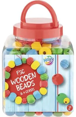 Obrázek produktu pro DIY Sada Dřevěné korálky a 4 šňůrky