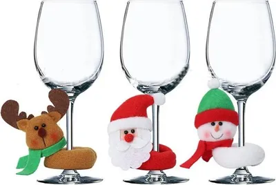 Zdjęcie produktu dla Uchwyt na szklankę - Uchwyt na butelkę - Boże Narodzenie - Ojciec Gwiazdka - Choinka - Boże Narodzenie - Boże Narodzenie - 3 sztuki - Renifer / Święty Mikołaj / Bałwan