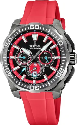 Produktbild von Festina Herrenuhr Chrono Bike Armbanduhr Kautschuk rot UF20725/5