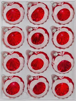 Produktbild von 12 tlg. Glas-Weihnachtskugeln Set in Hochglanz Vintage Rot