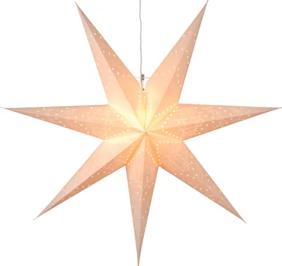 Produktbild von EGLO Weihnachtsstern für Innen, Deko-Stern beleuchtet aus Papier zum Aufhängen, Fenster-Leuchtstern in Weiß, 3D Adventsstern mit Kabel, E14