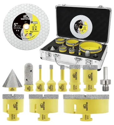Obrázek produktu pro Diamantové vrtáky z keramiky, 12 kusů, průměry: 6/8/10/25/35/50/68/110 mm