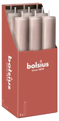 Productafbeelding van Bolsius Rustiek tafelkaars XL Misty Pink (9 stuks)