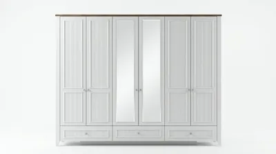 Produktbild von Weißer Robuster Schlafzimmer Schrank Kleiderschrank Glastüren