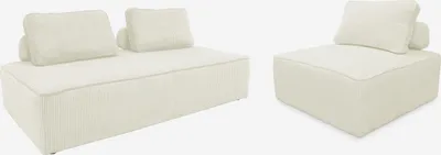 Produktbild von sweeek - Sessel und 2-Sitzer Sofa mit Cordbezug - Creme