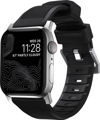 Immagine prodotto di Nomad Strap Rugged V2 Bracciale con connettore Silver per Apple Watch 49/45/44/42 mm - Nero