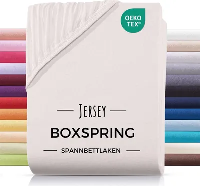 Produktbild von Jersey Boxspringbett Spannbettlaken 180x200 180x220 200x200 200x200 aus 100% Baumwolle