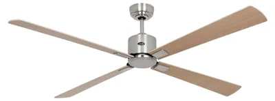 Image de Ventilateur de plafond à basse consommation avec télécommande Eco Neo III WiFi 152 cm Chrome brossé pales Érable / Hêtre