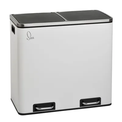 Produktbild von SVITA TM2X24 Treteimer 48 Liter Weiß Abfalleimer Mülleimer Design Mülltrennung Papierkorb Küchen-Ordnung Trennsystem