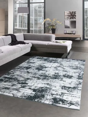 Zdjęcie produktu dla Orientalny dywan do salonu z abstrakcyjnym wzorem w kolorze czarno-szarym rozmiar - 120x170 cm