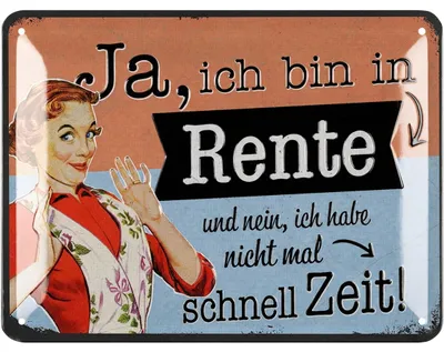 Produktbild von LANOLU Retro Blechschild Ruhestand, Geschenk zum Renteneintritt, Deko zur Pensionierung und Rentenbeginn, vintage Metallschild 15x20cm
