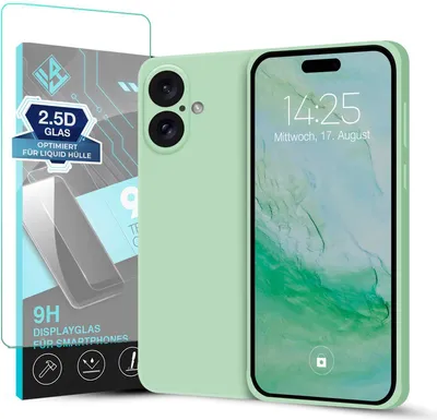 Produktbild von Hülle für Apple iPhone 17 mit 9H Displayglas Displayschutz Plus Case Cover Bumper Silikon Softgrip Schutzhülle Farbe: Türkis