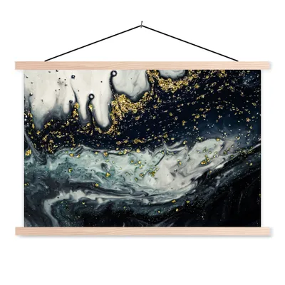 Produktbild von MuchoWow® Textilposter Marmor - Abstrakt - Gold - Luxus 120x80 cm mit holzfarbenen Rahmen - Aufhängeset