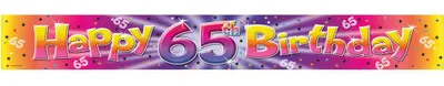 Produktbild von Happy Birthday Folien-Banner als Dekoration für den 65. Geburtstag