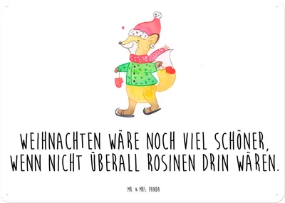 Produktbild von Mr. & Mrs. Panda Wandbild Fuchs  Schlittschuhe DIN A4 - Weiß - Geschenk, tafel, Weihnachtsbaum, Heiligabend, Magnetschild, Türschild, Weihnachtsmann, Schild, Weihnachten