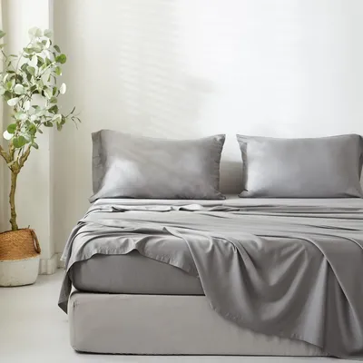 Produktbild von Bettlaken 269 x 295 cm, 100% Bambus-Viskose, bambugrau, für Schlafzimmer