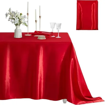 Productafbeelding van Satinede tafelkleed, rechthoekig, 152x213 cm, rood, polyester