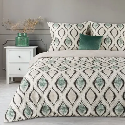Immagine prodotto di Lenzuola di raso 220x200 Primavera 12 Geometrie verde crema Eurofirany