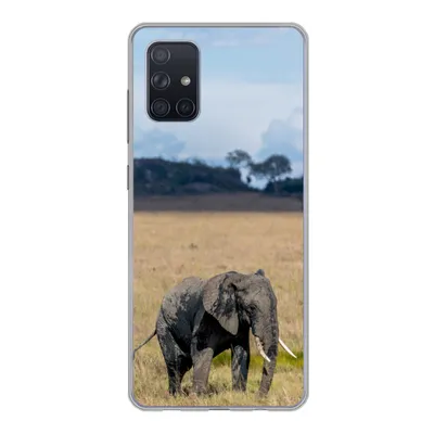 Produktbild von MuchoWow® Handyhülle Schutzhülle Hülle für Samsung Galaxy A51 5G Elefant - Gras - Tiere - Natur Silikon Softcase Handy Hülle - Abbildung