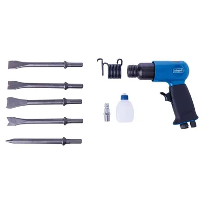 Produktbild von Scheppach Zubehör-Set Drucklufthammer mit 5 Meißeln inkl. Koffer | Max. Arbeitsdruck 6,3 bar | Luftbedarf: 79,2 l/min | 4500 Schläge pro Minute