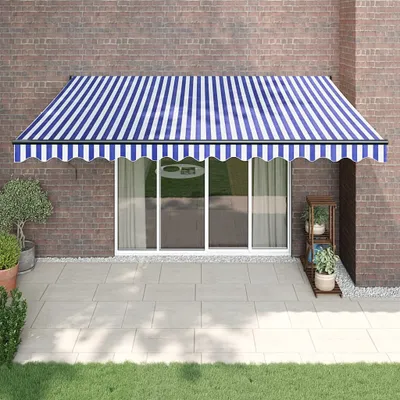 Produktbild von The Living Store Elektrische Markise mit Kurbel Blau und Weiß 4,5x3 m