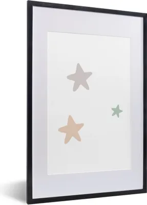Produktbild von MuchoWow® Gerahmtes Poster Sterne - Pastell - Mädchen - Jungen - Kinder 40x60 cm - Poster mit Schwarzem Bilderrahmen Wandposter Rahmen Foto Bilder - Poster in Rahmen