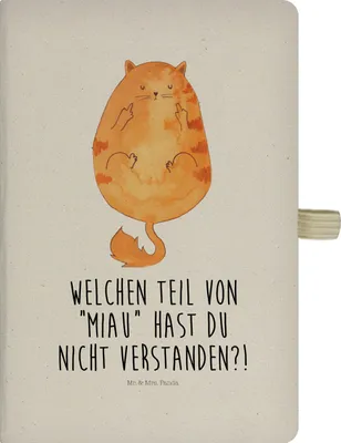 Produktbild von Mr. & Mrs. Panda Journal Katze Mittelfinger - Transparent - Geschenk, Katzen, Mietze, Cat, notizbuch, Tagebuch, Kladde, Adressbuch, Cats, Notizheft, Kater