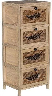 Image de Bloc de tiroirs en bois avec 4 tiroirs, finition naturelle