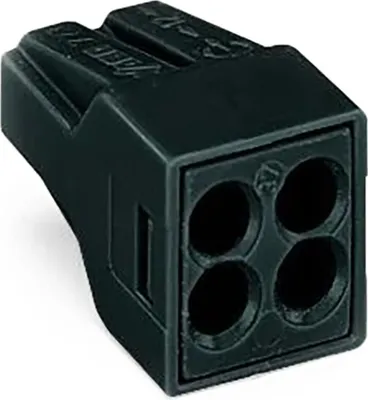 Produktbild von Verbindungsdosenklemme WAGO ein- und mehrdrähtige Leiter,4 Klemmstellen,schwarz