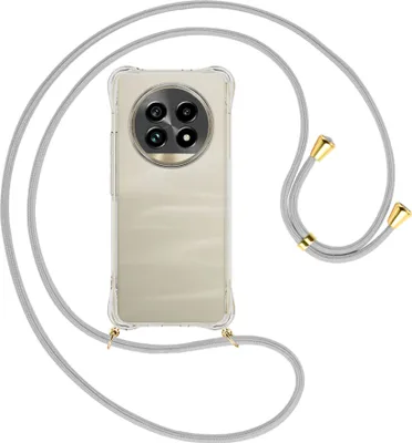 Produktbild von Handykette Backcover-Schutzhülle mit Band (Metall goldfarben) für Realme 13 Pro 5G - silbergrau