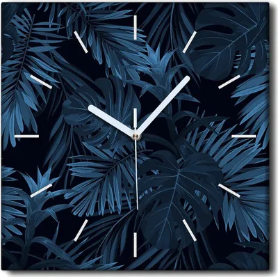 Produktbild von Coloray Uhr auf Leinwand 30x30 cm Wand Uhr Dekoration Wohnzimmer Segeltuch weiße Zeiger -Tropische Blätter