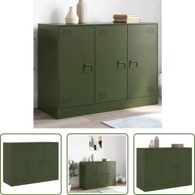 Produktbild von The Living Store Sideboard Olivgrün 99x39x73 cm Stahl