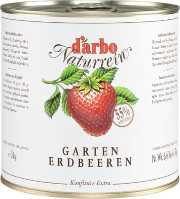Produktbild von GARTENERDBEEREN-KONFITÜRE Extra naturrein 3kg Dose von DARBO