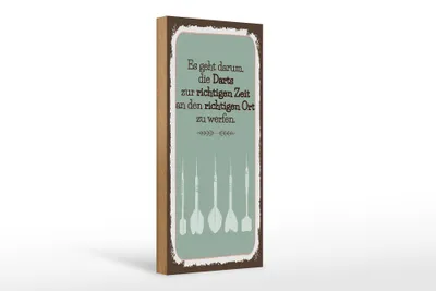 Produktbild von Holzschild Darts zur richtigen Zeit werfen, 27 x 10 cm, Holzschilder Spruch Sport Hobby