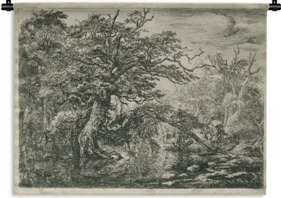 Produktbild von MuchoWow® Wandteppich Wandbehang Die Reisenden - Gemälde von Jacob van Ruisdael 150x112 cm Tapisserie Dekoration Wandtuch - Wanddecke - Wandteppiche