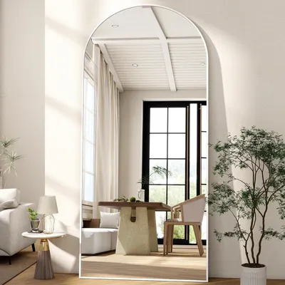 Produktbild von Ganzkörperspiegel 180x67 cm Gewölbt Weiß Standspiegel Wandspiegel HD Mirror