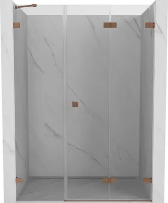 Zdjęcie produktu dla Mexen Lunar-F drzwi prysznicowe składane prawe 140 cm, transparent, miedź szczotkowana - 836S-140-050-65-00-P