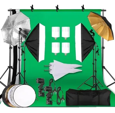 Immagine prodotto di Kit di supporto per la cornice dello sfondo fotografico, illuminazione softbox, treppiede, kit per studio fotografico 36-a