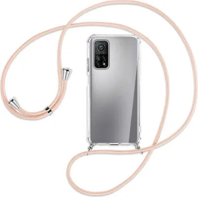 Produktbild von Handykette Backcover-Schutzhülle mit Band (Metall silberfarben) für Xiaomi Mi 10T (Pro) 5G - rose peach